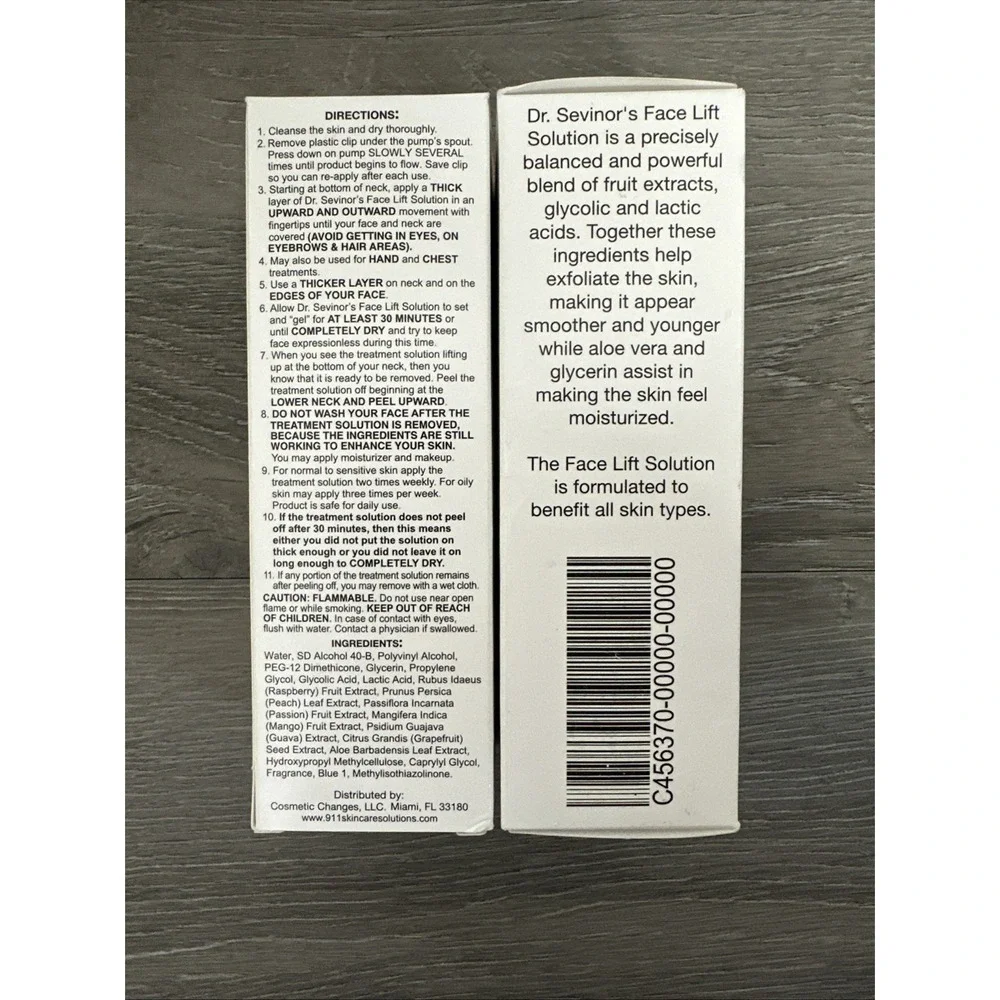 Dr Sevinor Face Lift Solution Unisex 4oz 2pk Blue New Tightening Firming Peel